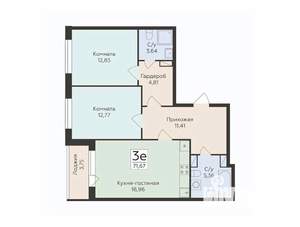 3-к квартира, строящийся дом, 72м2, 5/18 этаж