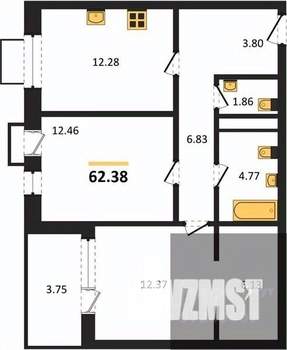 2-к квартира, вторичка, 62м2, 10/21 этаж