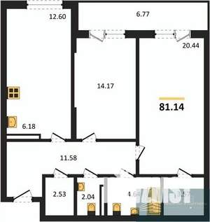 2-к квартира, вторичка, 81м2, 13/24 этаж