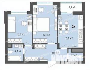 2-к квартира, строящийся дом, 60м2, 5/13 этаж