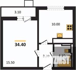 1-к квартира, вторичка, 34м2, 17/19 этаж