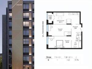 3-к квартира, строящийся дом, 72м2, 9/9 этаж