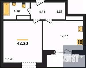 1-к квартира, вторичка, 42м2, 19/25 этаж
