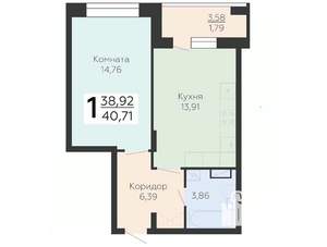 1-к квартира, вторичка, 41м2, 19/23 этаж