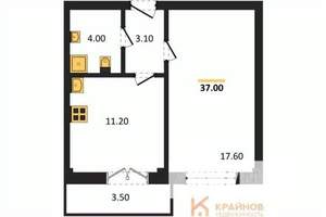 1-к квартира, вторичка, 37м2, 12/15 этаж