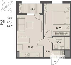 1-к квартира, вторичка, 45м2, 5/18 этаж