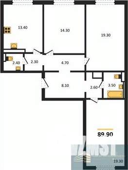 3-к квартира, вторичка, 90м2, 1/17 этаж