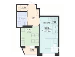 1-к квартира, вторичка, 38м2, 12/20 этаж