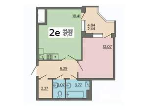 2-к квартира, вторичка, 47м2, 17/18 этаж