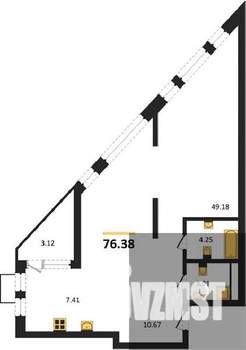 2-к квартира, вторичка, 76м2, 19/21 этаж