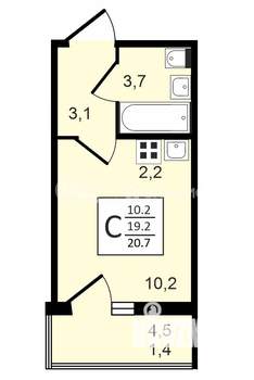 1-к квартира, строящийся дом, 21м2, 4/17 этаж