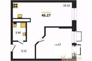 1-к квартира, вторичка, 46м2, 9/21 этаж