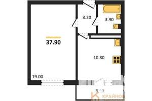 1-к квартира, вторичка, 38м2, 12/17 этаж