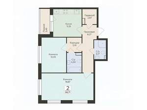 2-к квартира, вторичка, 67м2, 10/12 этаж