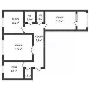 3-к квартира, вторичка, 64м2, 3/9 этаж