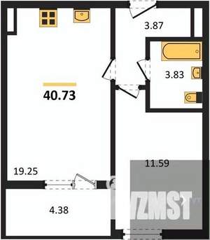 1-к квартира, вторичка, 41м2, 12/18 этаж