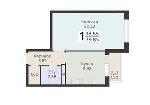1-к квартира, вторичка, 40м2, 10/19 этаж