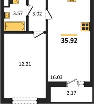 1-к квартира, вторичка, 36м2, 14/15 этаж