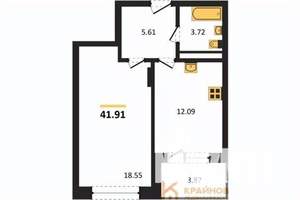 1-к квартира, вторичка, 42м2, 1/17 этаж