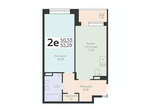 2-к квартира, вторичка, 52м2, 6/16 этаж
