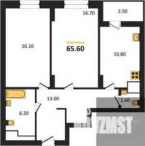 2-к квартира, вторичка, 66м2, 6/25 этаж