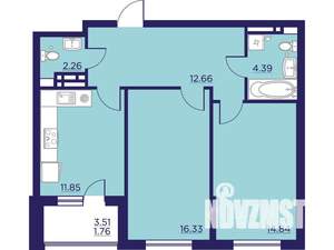 2-к квартира, вторичка, 64м2, 15/18 этаж