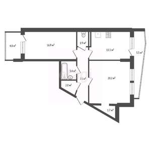 2-к квартира, вторичка, 67м2, 15/17 этаж