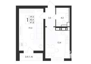 1-к квартира, вторичка, 42м2, 7/17 этаж