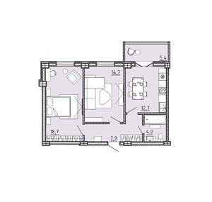 2-к квартира, вторичка, 60м2, 8/15 этаж