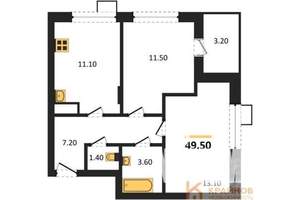2-к квартира, вторичка, 50м2, 9/11 этаж