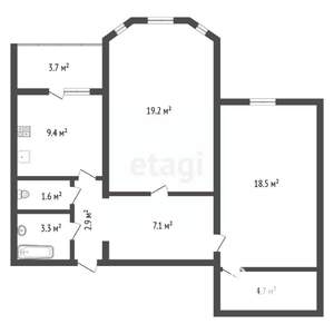 2-к квартира, вторичка, 69м2, 8/18 этаж
