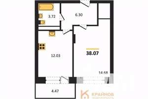 1-к квартира, вторичка, 38м2, 11/17 этаж
