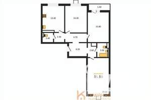 3-к квартира, вторичка, 86м2, 11/17 этаж