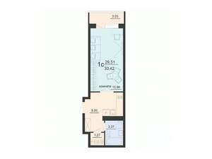 Студия квартира, вторичка, 30м2, 11/20 этаж