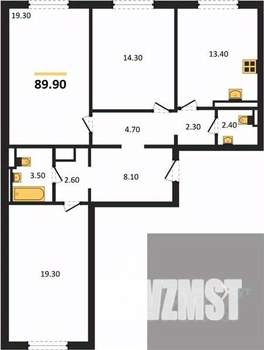 3-к квартира, вторичка, 90м2, 2/17 этаж