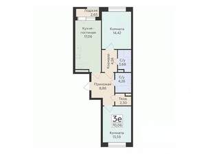 3-к квартира, вторичка, 70м2, 2/12 этаж