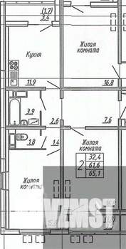 2-к квартира, вторичка, 66м2, 15/20 этаж