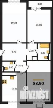 3-к квартира, вторичка, 89м2, 15/19 этаж