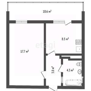 1-к квартира, вторичка, 35м2, 2/9 этаж