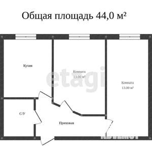 2-к квартира, вторичка, 43м2, 5/5 этаж