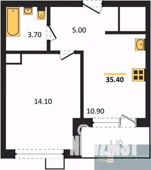 1-к квартира, вторичка, 35м2, 8/11 этаж