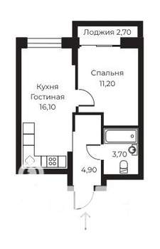 1-к квартира, строящийся дом, 37м2, 13/14 этаж