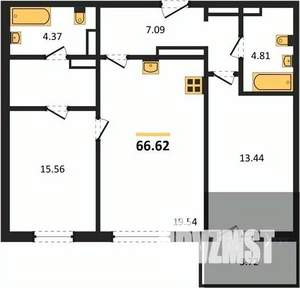 2-к квартира, вторичка, 67м2, 10/18 этаж