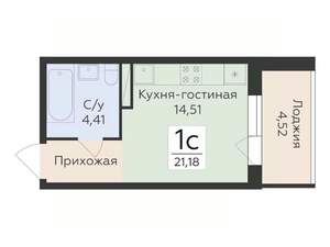 Студия квартира, строящийся дом, 21м2, 2/12 этаж