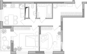 2-к квартира, строящийся дом, 55м2, 24/25 этаж