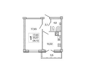 1-к квартира, вторичка, 36м2, 10/15 этаж