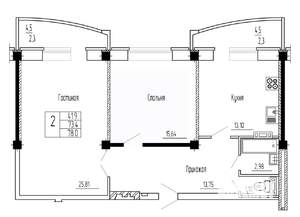 2-к квартира, строящийся дом, 78м2, 4/16 этаж
