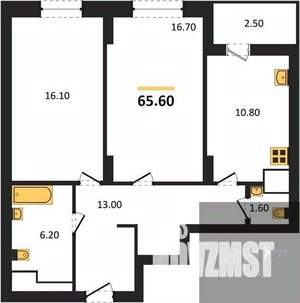 2-к квартира, вторичка, 66м2, 12/25 этаж