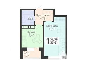 1-к квартира, вторичка, 34м2, 12/16 этаж