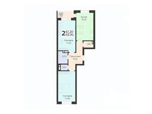 2-к квартира, вторичка, 69м2, 4/18 этаж